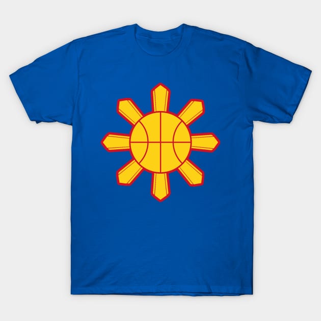 Philippine Basketball Sun (Red Outline) T-Shirt by wijangco12